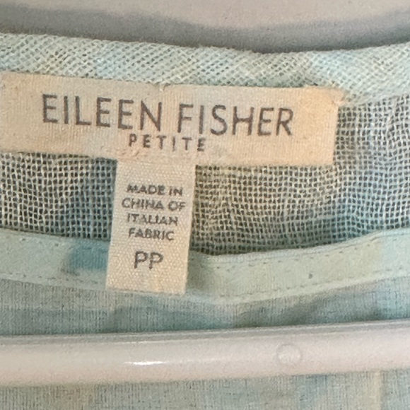Eileen Fisher Blue Teal Ombré Linen Sleeveless Shift Dress, Size Small Petite - Picture 5 of 10